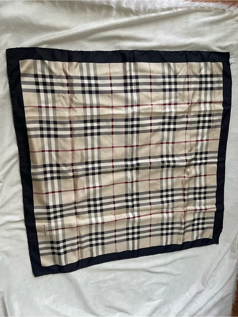 Burberry Beige Plaid Silk Scarf